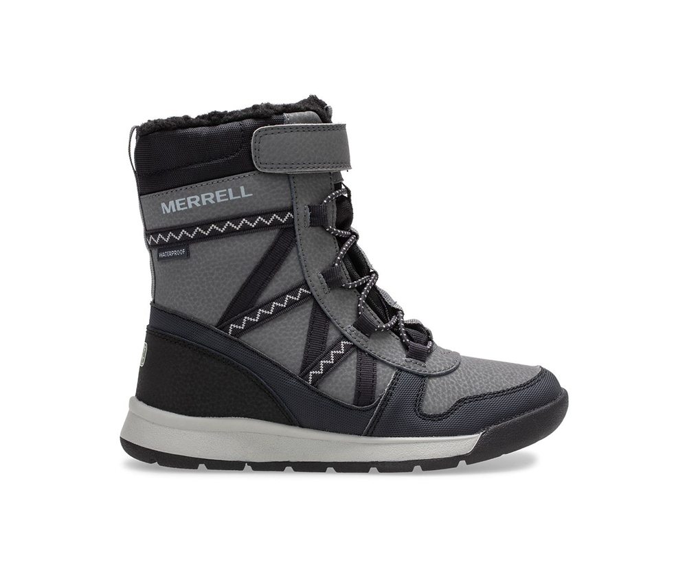 Merrell Boots Black/Grey - Snow Crush 2.0 Waterproof - Kids 03ALDFGQH